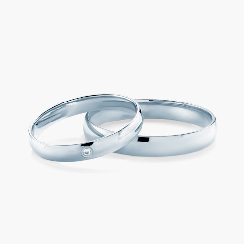 Obrączki ślubne: białe złoto, półokrągłe, 3 mm